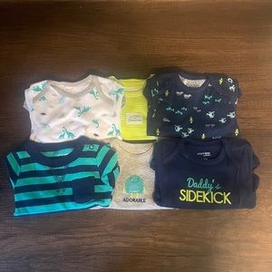 6 pack 0-3 month short sleeve bodysuits